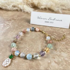 Gemstone bracelets with gold plated beads